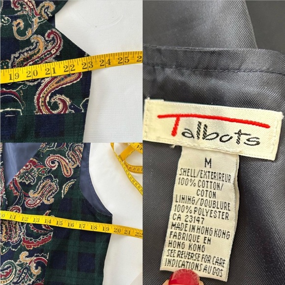 Vintage 1990s Talbots Green paisley vest with a retro vibe size Medium. - Picture 7 of 8